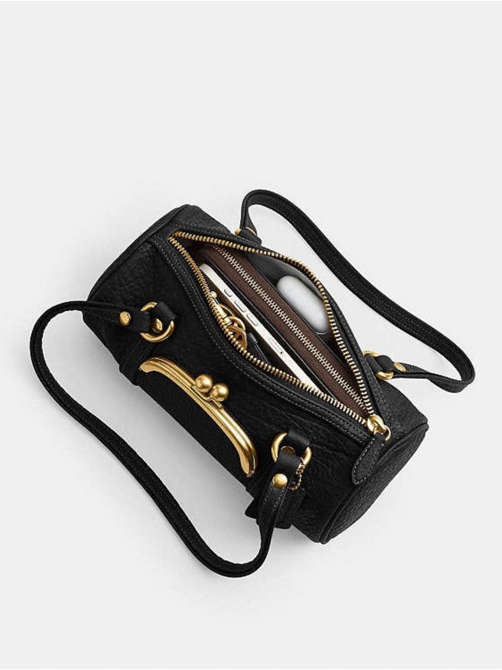New Coach Kisslock Barrel Shoulder Bag 28 with Black and Gold - Picture 7 of 14